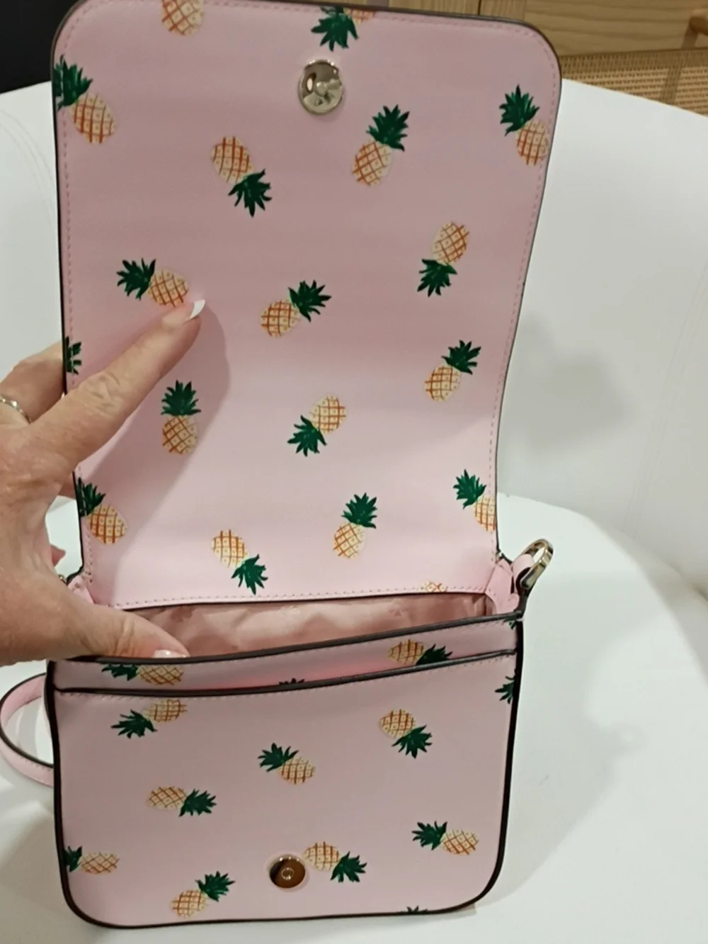 kate spade Pink Pineapple Print Top-Handle/Crossbody Satchel